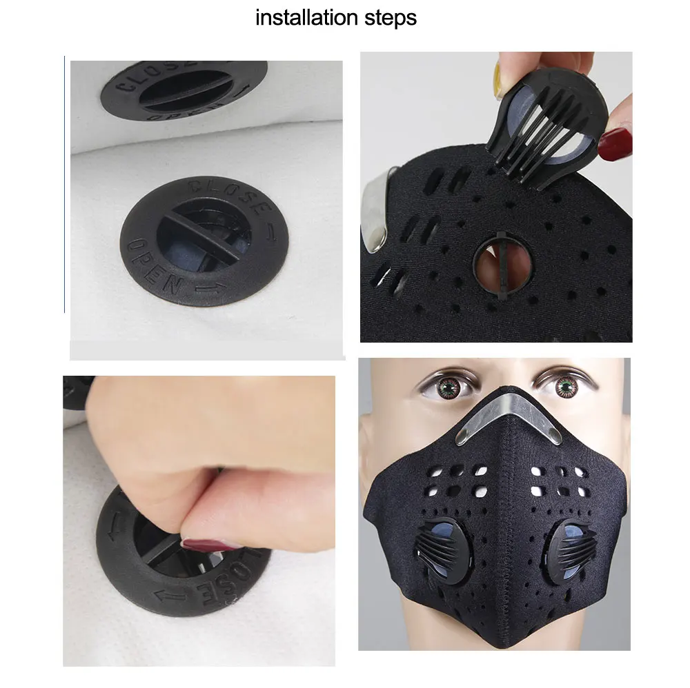PM2.5 анти-хлопковый фильтр активированный уголь Пыленепроницаемая велосипедная маска для лица анти-загрязнения велосипедная маска для тренировок на открытом воздухе