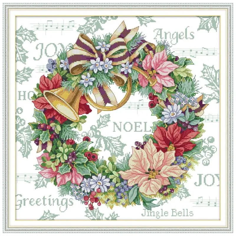 Christmas Bell Wreath DIY Handmade Needlework Counted 14CT Printed Cross Stitch Embroidery Kit Set Home Decoration | Дом и сад