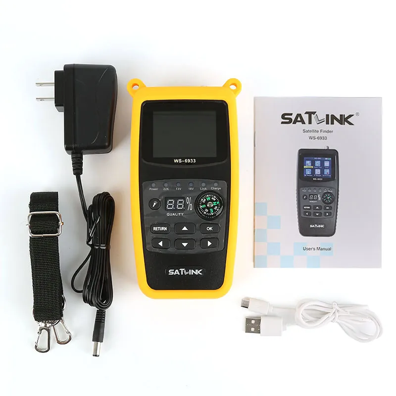 

Satlink 6933 Портативный Цифровой спутниковый Finder метр 2,1 дюймов ЖК-дисплей Дисплей DVB-S2 FTA C & Ку Satlink WS6933