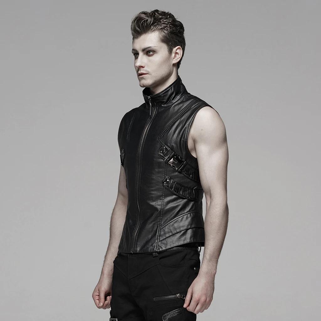 PUNKRAVE Мужской панк красивый жилет без рукавов тяжелый металлический имитация