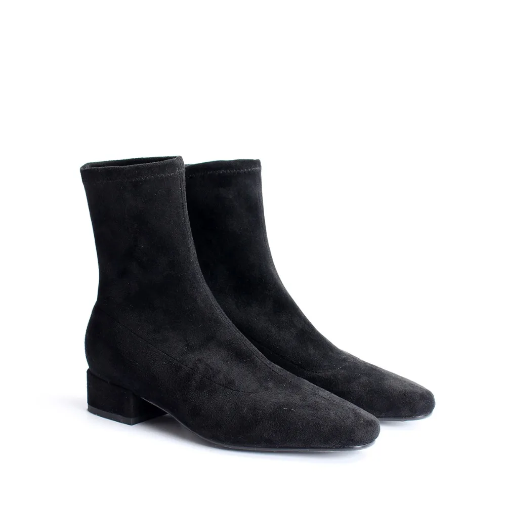 

2021 new spring shoes Women Boots plus size stretch boots casual flock boots women Pigskin lining insole black boots 3 colors