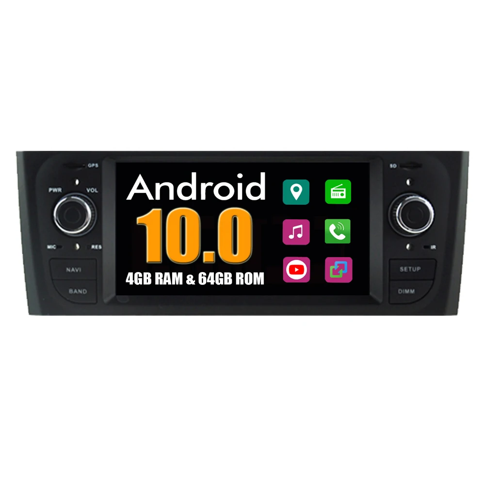 Автомобильный мультимедийный плеер RoverOne для Fiat Punto Grande Linea Восьмиядерный Android 10 0