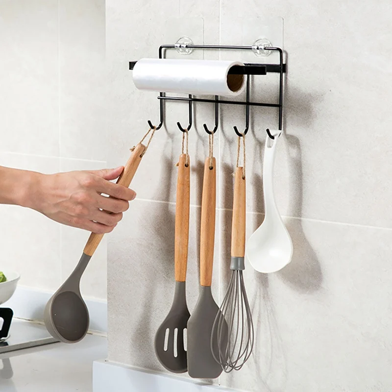 Настенный держатель для полотенец настенный стеллаж черного цвета ванной кухни