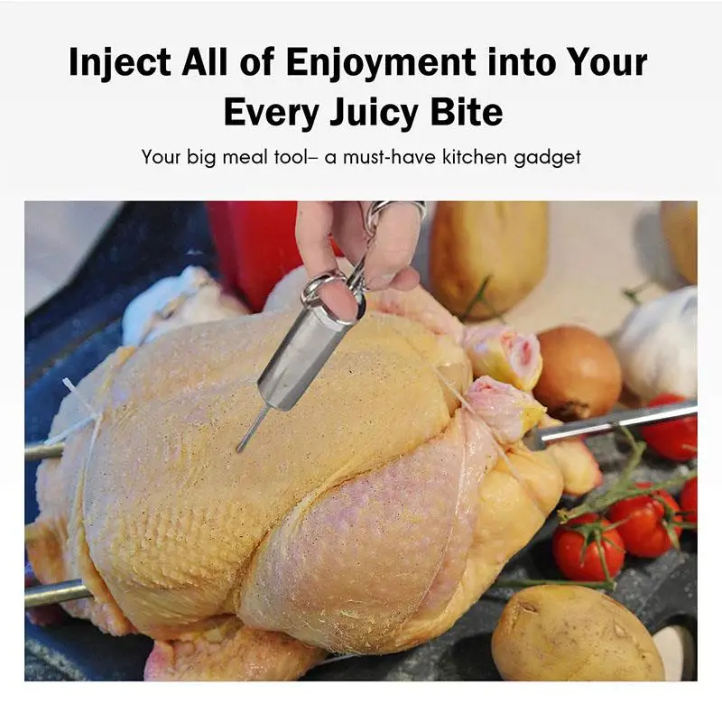 Гриль 2-унций маринада приправа инжектор индейки инъекторы мяса нержавеющая