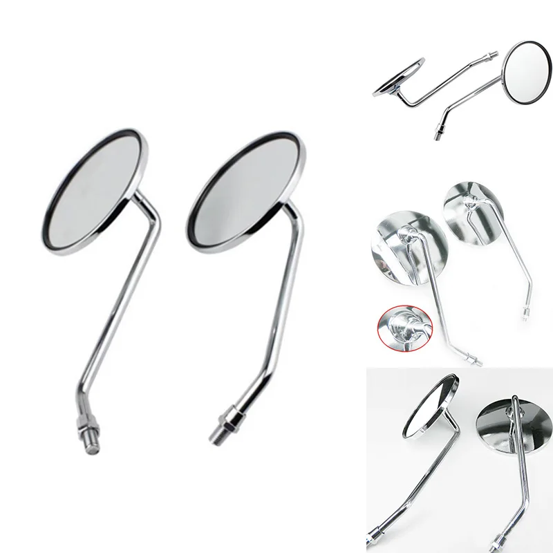 Мотоциклетные зеркала 2 шт. стильные круглые с длинным стержнем для мотоциклов