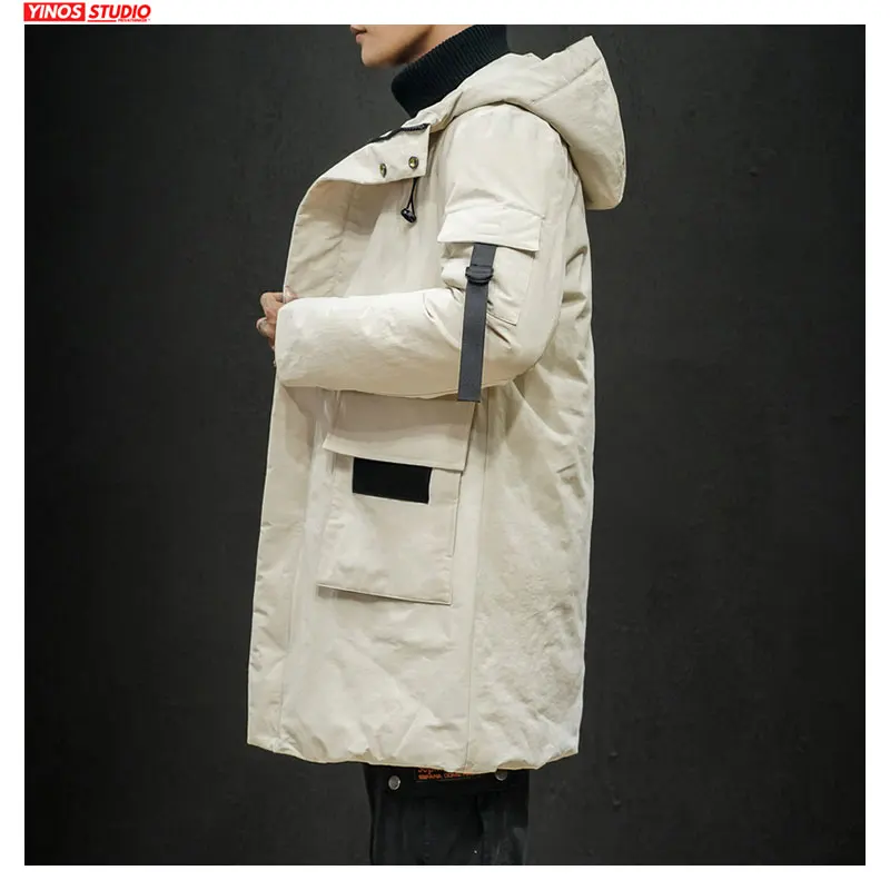 Прямая поставка Мужская Уличная одежда удлиненные парки с воротником-черепахой