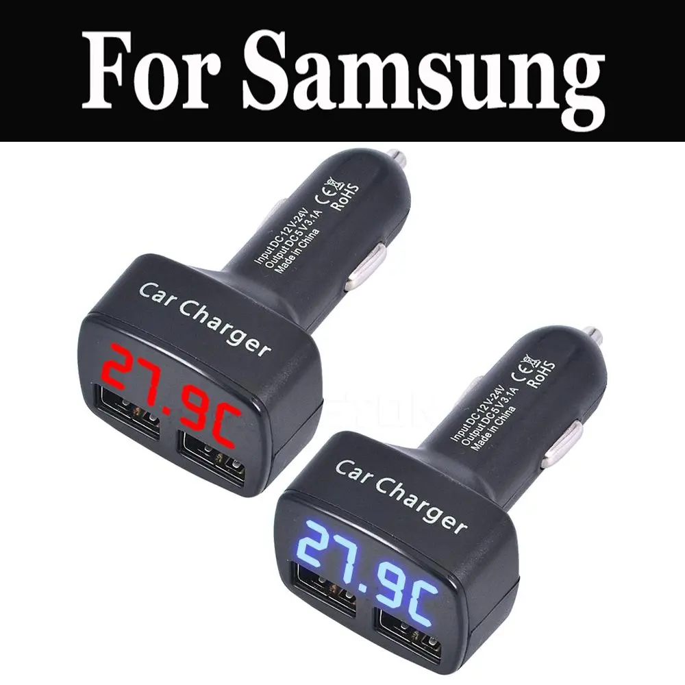 Автомобильное зарядное устройство 5V 3.1A со светодиодным дисплеем Usb для Samsung Galaxy J4