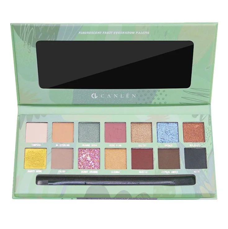 Палитра теней для век 14 цветов пигментный макияж металлическая портативная