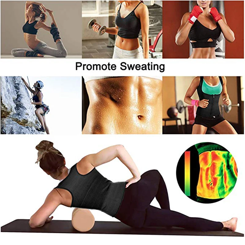 Women Waist Trainer Vest Slim Corset Neoprene Sauna Tank Top Zipper Weight Loss Body Shaper Shirt