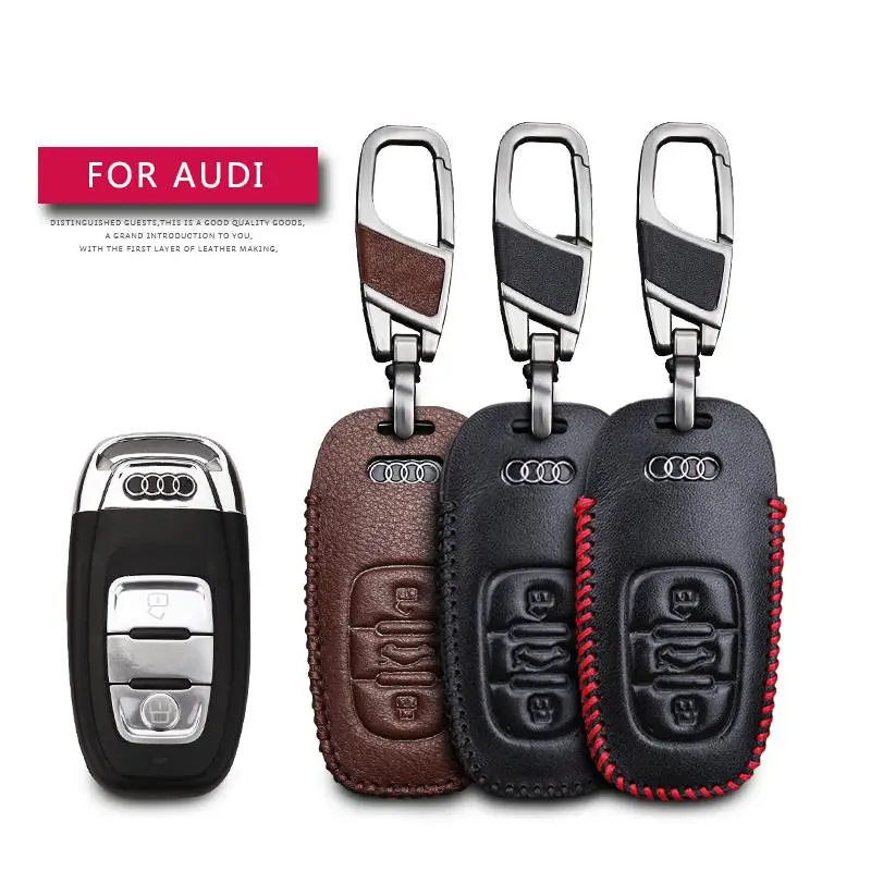 Кожаный чехол для автомобильных ключей Audi B6 B7 B8 A4 A5 A6 A7 A8 Q5 Q7 R8 TT S5 S6 S7 S8 SQ5 защитный