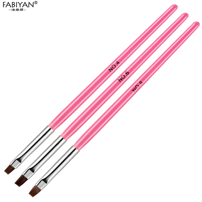 3 шт./компл. плоская кисть для рисования ногтей Ручка очистки резьбы УФ Гель-лак