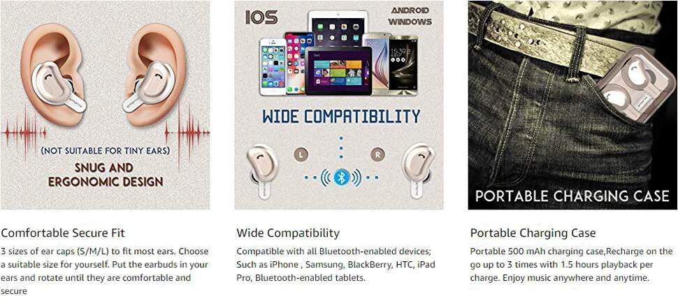 Amorno, беспроводные наушники-вкладыши, наушники, беспроводные, Bluetooth, наушники с шумоподавлением, Ecouteur Sans Fil, Bluetooth, Бас-гарнитура