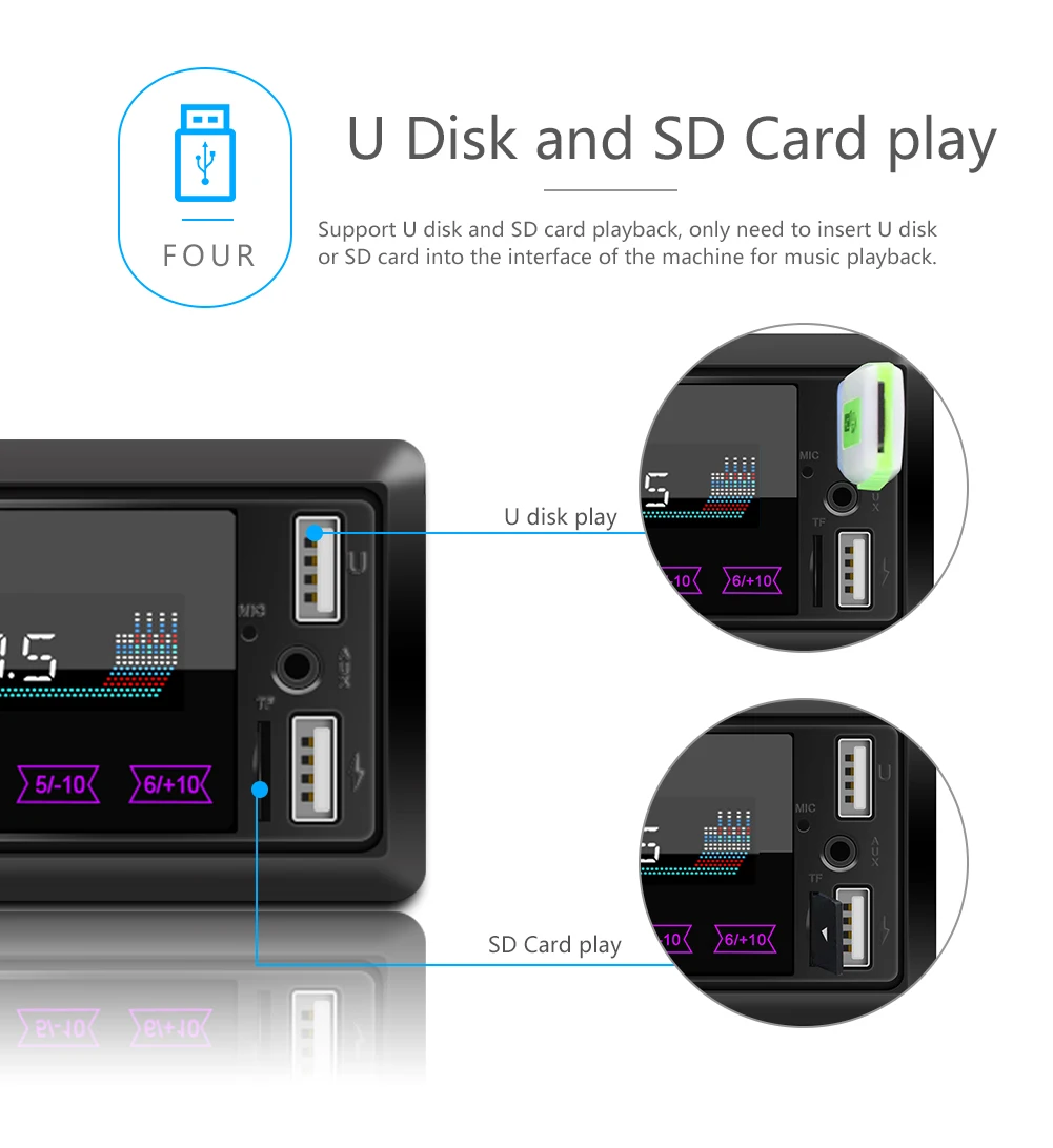 Авторадио FM Bluetooth freistrecheinrich MP3 USB/SD MMC порт 1DIN Автомобильный плеер радио может касаться кнопок