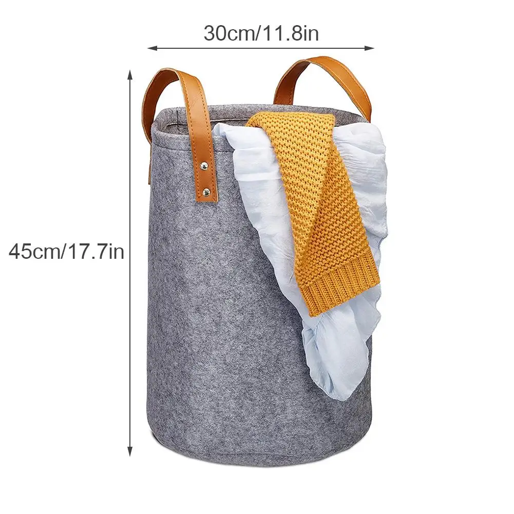 

Clothes Storage Felt Laundry Basket Folding Laundry Hamper With Handle Large Capacity Felt Fabric Storage Bin For Clothes Toys