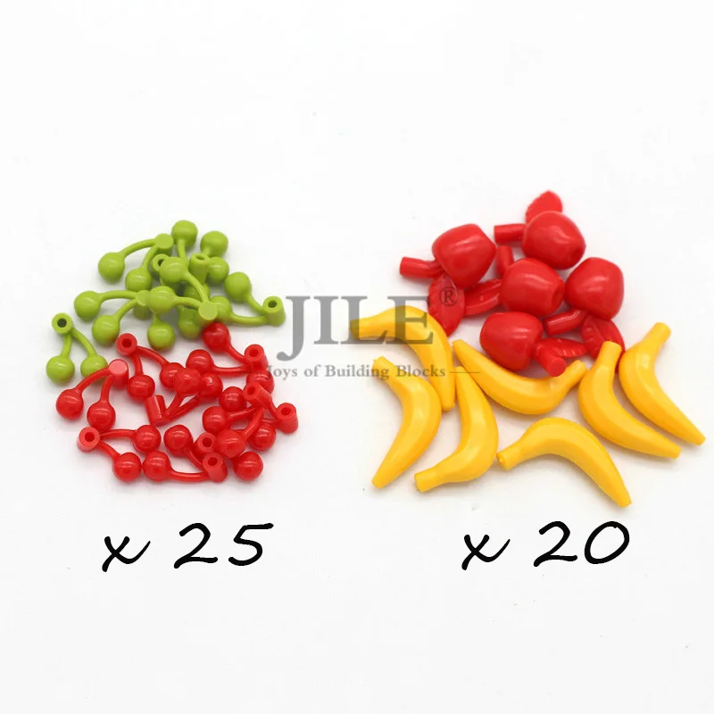 Food combination3 Moc Food Building Blocks Fruit Apple Banana Frish Dish Drumstick Sausage Bone DIY Bricks Bulk Set Compatible with City View Toys - Цвет: Food combination3