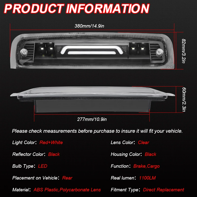 Автомобильный светодиодный третий стоп-сигнал для Dodge RAM 2009-2018 1500 2010-2018 2500 3500 |