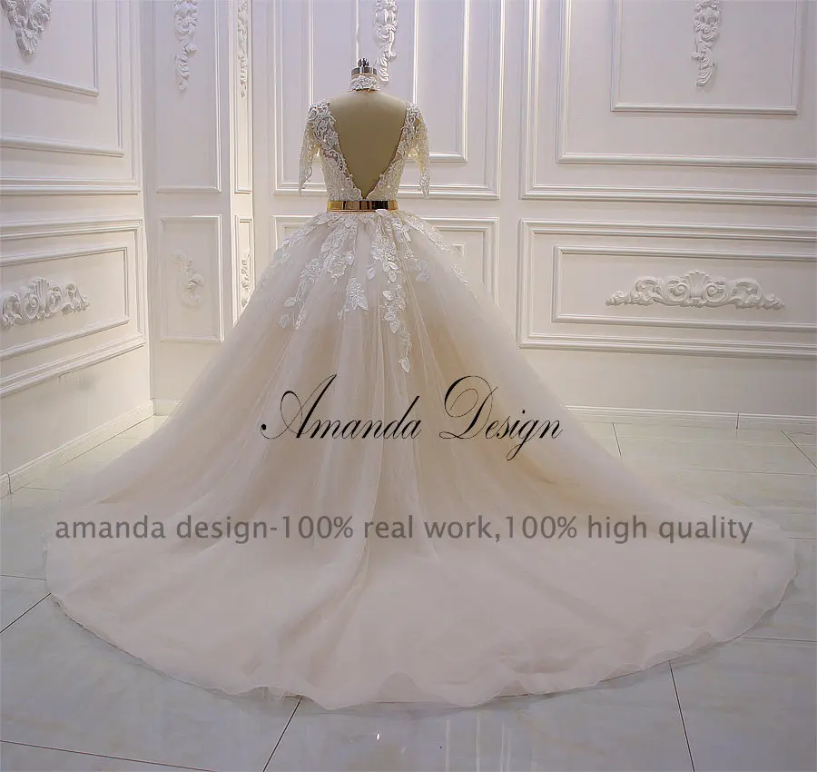 Аманда дизайн robe de mariee с коротким рукавом свадебное платье с открытой спиной со съемной юбкой