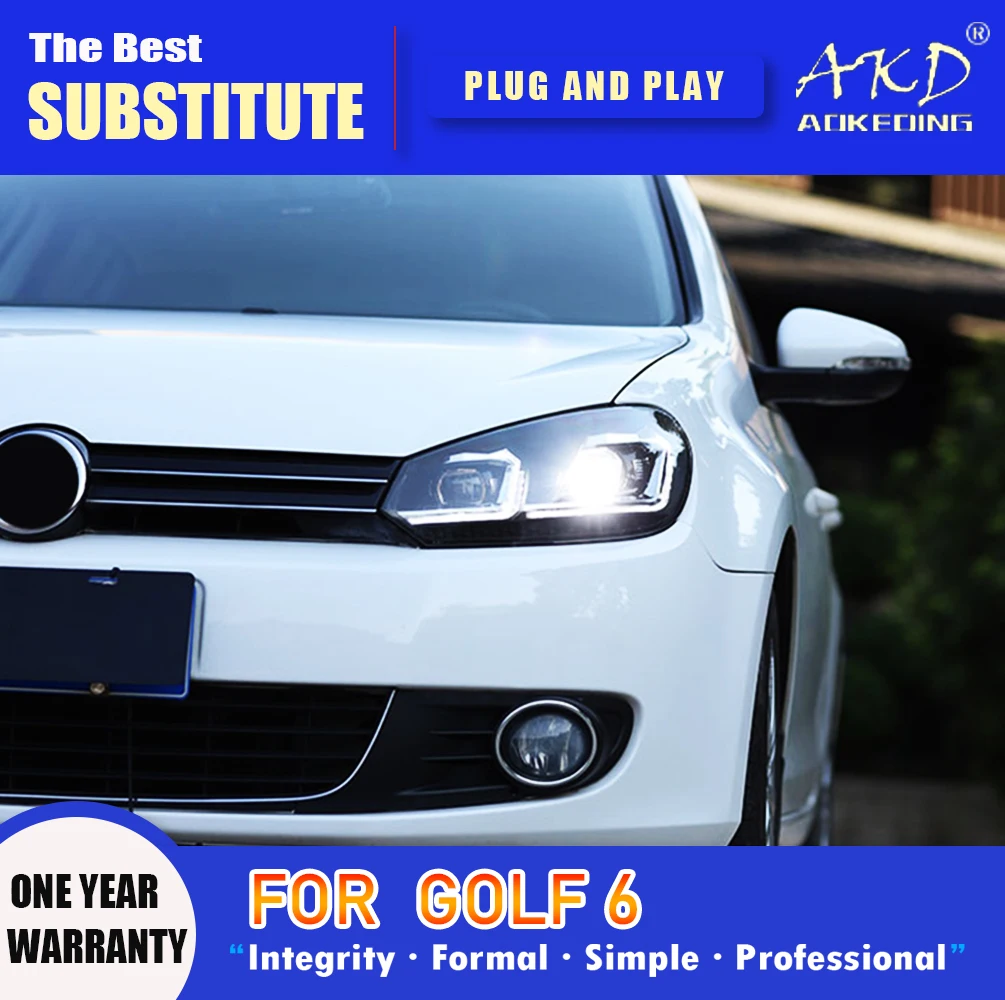 Головная лампа AKD для VW Golf 6 светодиодный ные фары 2009-2012 DRL сигнал поворота дальний