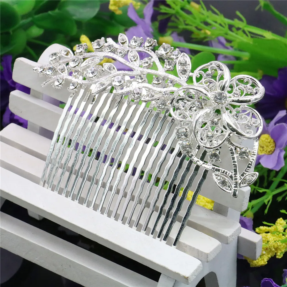 

Wedding Bridal Crystal Hairpin Flowers Leaves Tassels Shape Hair Comb Hair Clips Women Headwear Jewelry Accessories Girl Gifts