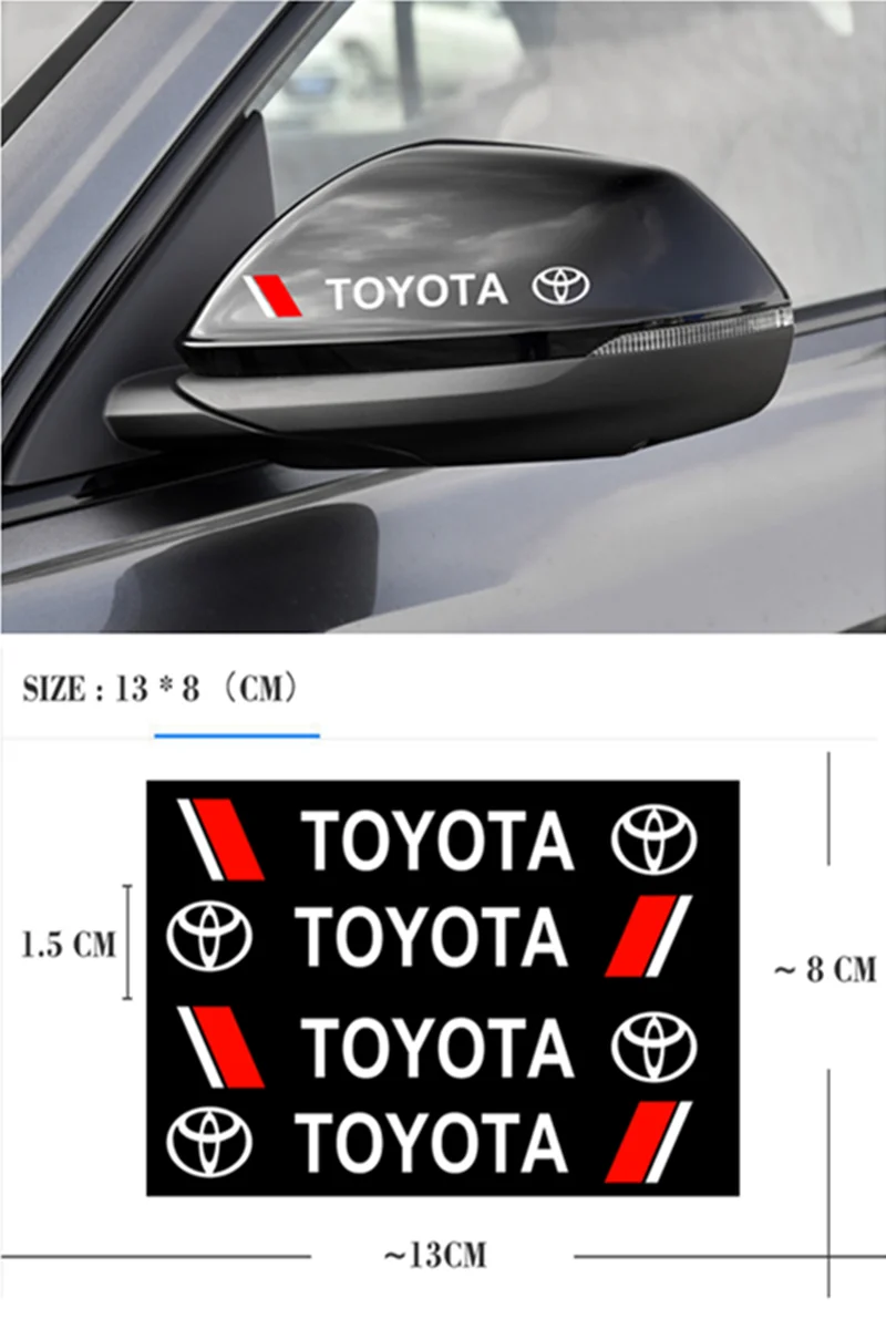 

Car Styling 4PCS Stickers Door Handle Body Sticker Waterproof Tire Rear View Mirror Decals For Toyota Camry Corolla Yaris Prius