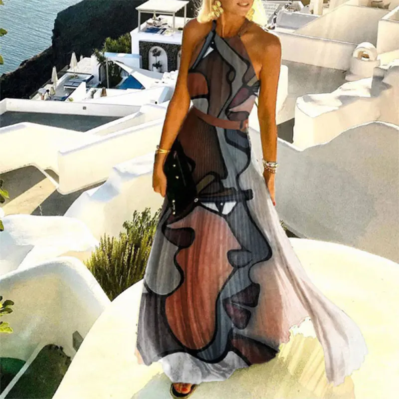 

Maxi Long Summer Bohemian Beach Vintage Off Shoulder Dress With Floral Pattern Party Dresses For Women 2021 Ladies Elegant Robes