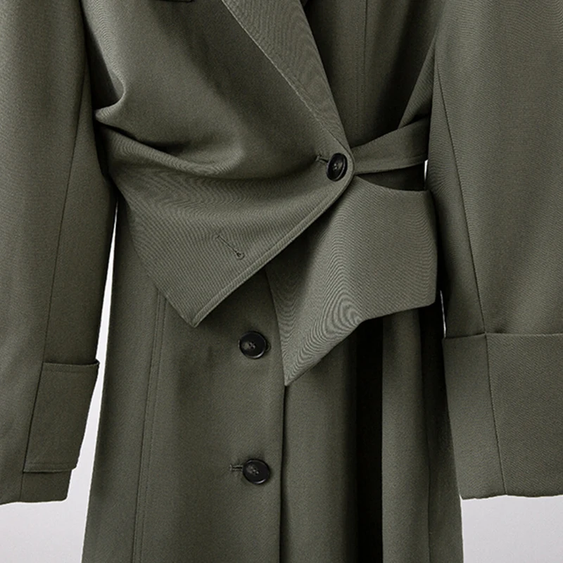 

CHICEVER Korean Two Piece Set For Women Lapel Long Sleeve One Off Shouder Elegant Dress With Vest Green Sets Female 2020 Clothes