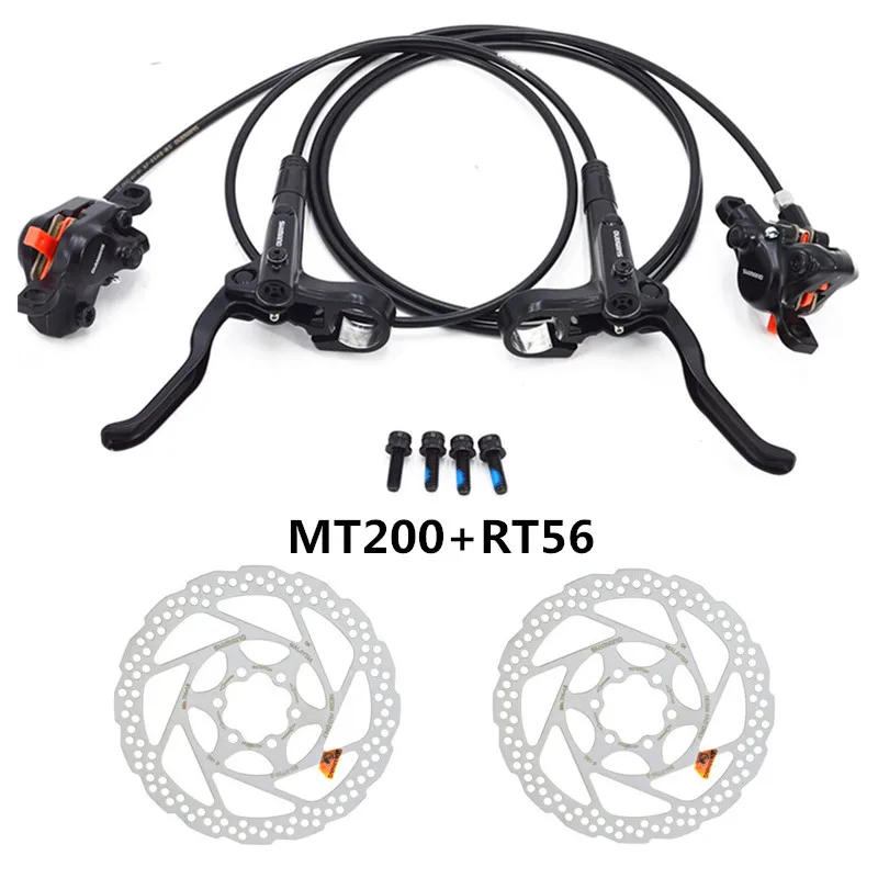 MT200 Pair and RT56 SHIMANO MT200 Велосипедный Тормоз mtb Гидравлический дисковый тормоз набор тормозных тормозов муфта M315 обновленная версия тормоза и ротор G3/HS1/RT56 160 мм - Цвет: MT200 Pair and RT56