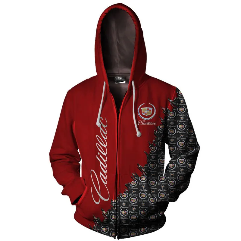 

Car series Cadillac high-quality full-body 3D printing Harajuku round neck fashion men's zipper sweater Omar