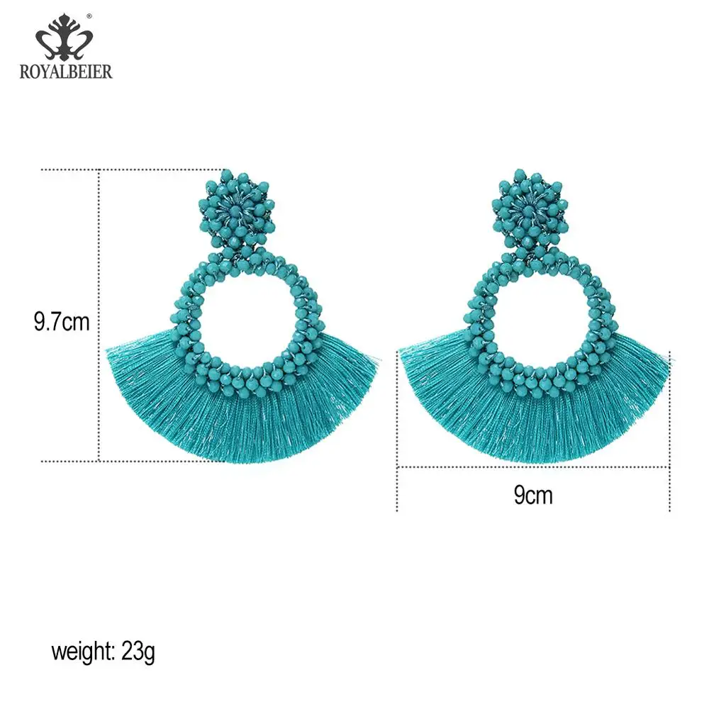 Женские серьги ROYALBEIER модные серьги-капельки с кисточками и в богемном стиле для