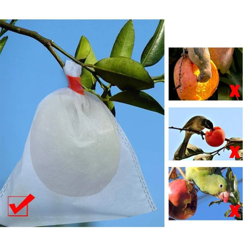 

200pcs Fruit Protection Bags Reusable Netting Bag Bug Insect Bird Barrier Bag for Protecting Fruits Grape Pear