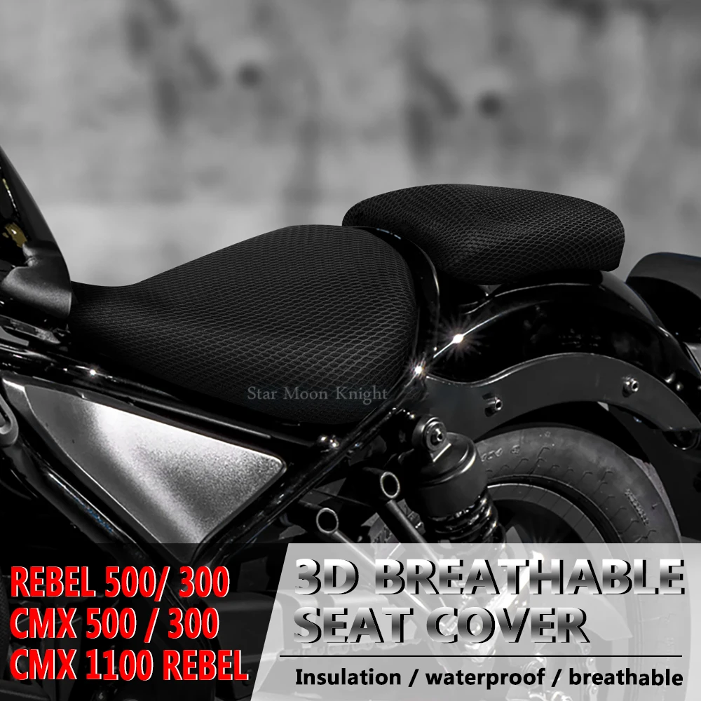 

For Honda Rebel CMX 500 300 2017-2020 CMX 1100 Rebel ​2021 Anti-Slip 3D Mesh Fabric Seat Cover Breathable Waterproof Cushion