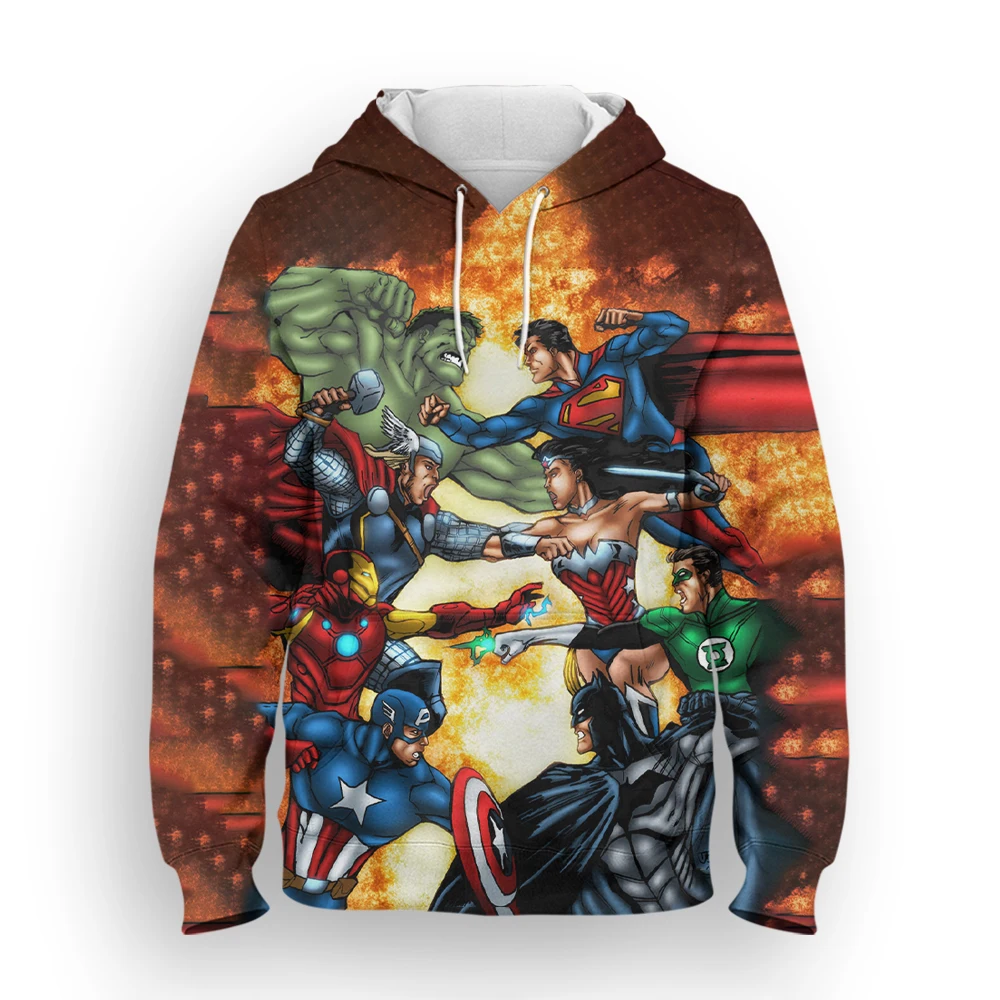 Толстовка для мужчин и женщин Модный свитшот с 3D принтом Marvel Оверсайз классная