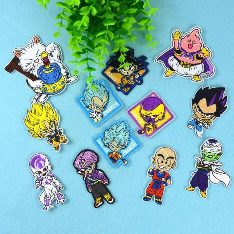 12 шт./компл. горячая Распродажа аниме Dragon Ball Z Goku патчи железные на одежда с вышивкой патчи для Костюмы наклейки для одежды