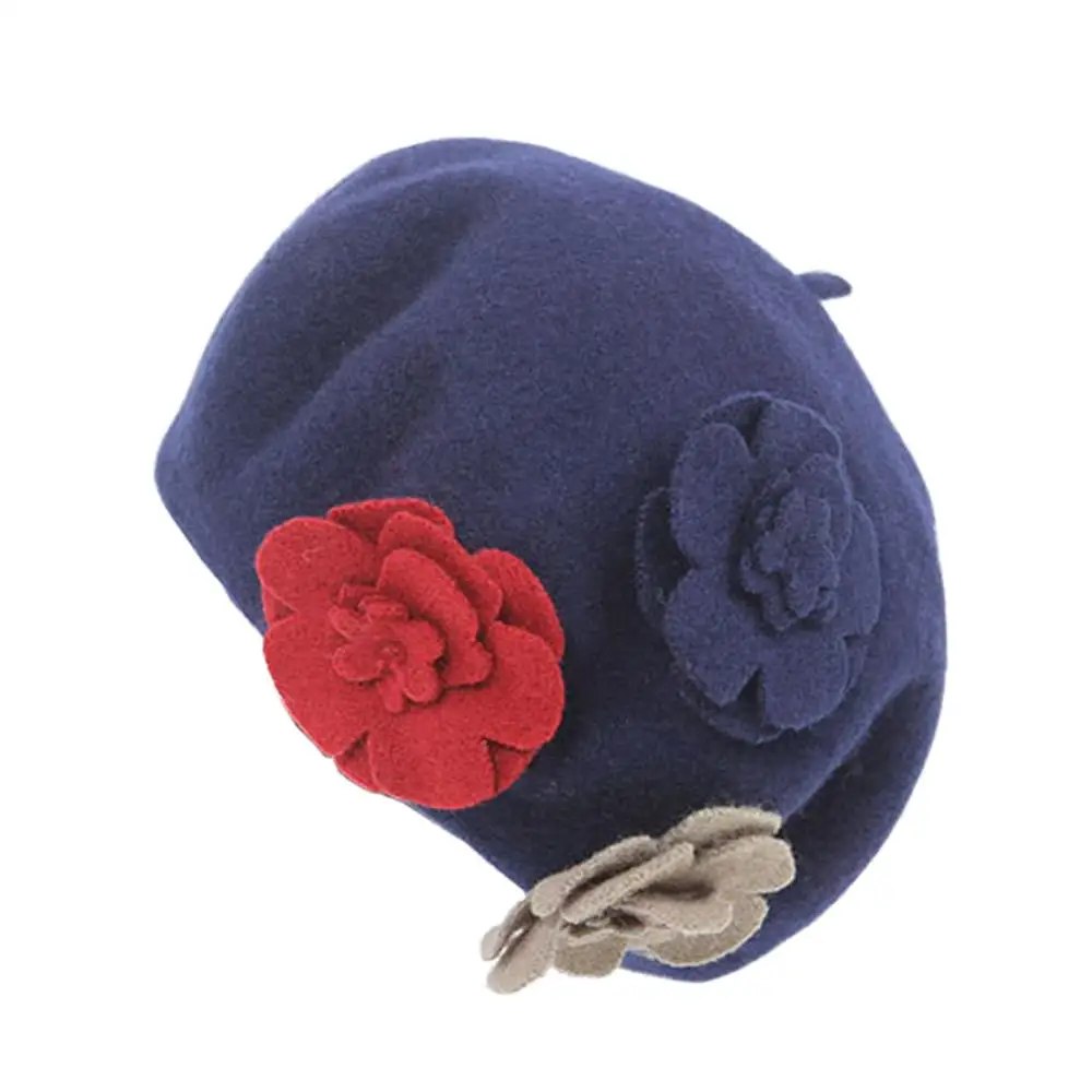 Женская Шапка-бини JOYHY осенне-зимняя теплая из 100% шерсти с цветочным рисунком 2021 |