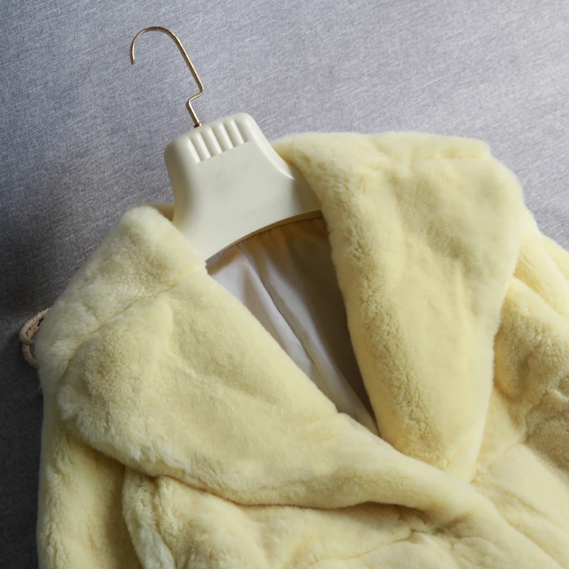 Rf2027 Новинка Зима 2019 пальто с широким рукавом настоящий мех кролика цельная