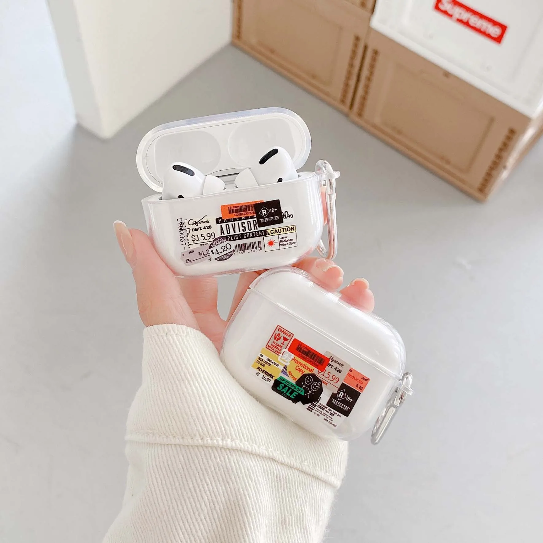 Улица тенденция QR код этикетки для airpod 1 2 Чехол Мягкий силиконовый брелок pro
