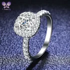 Кольцо с муассанитом и ореолом из серебра 100% пробы, 925 карата