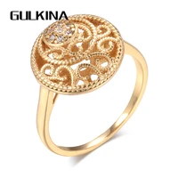 gulkina 2021 new ethnic bride ring fashion hollow flower natural zircon 585 rose gold women rings vintage fine jewelry