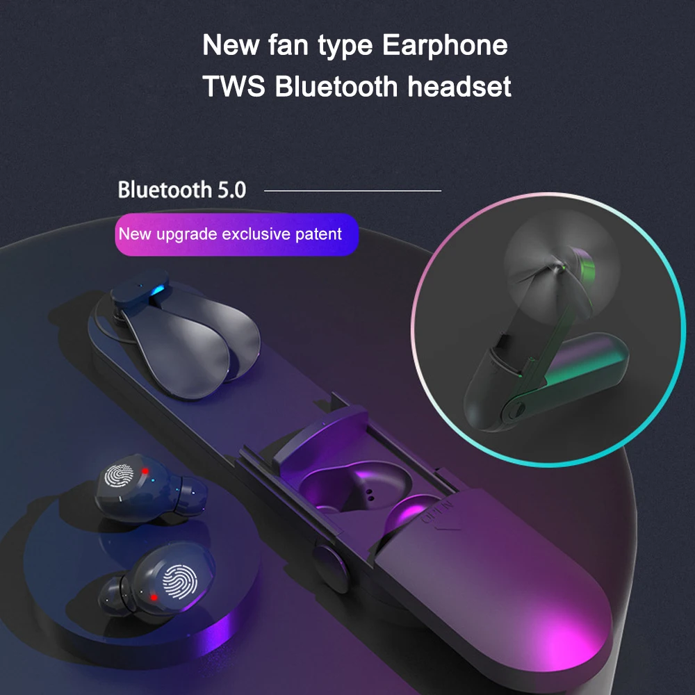 Новейшие Модные F7 TWS Bluetooth беспроводные наушники V5.0 ручной вентилятор сенсорная