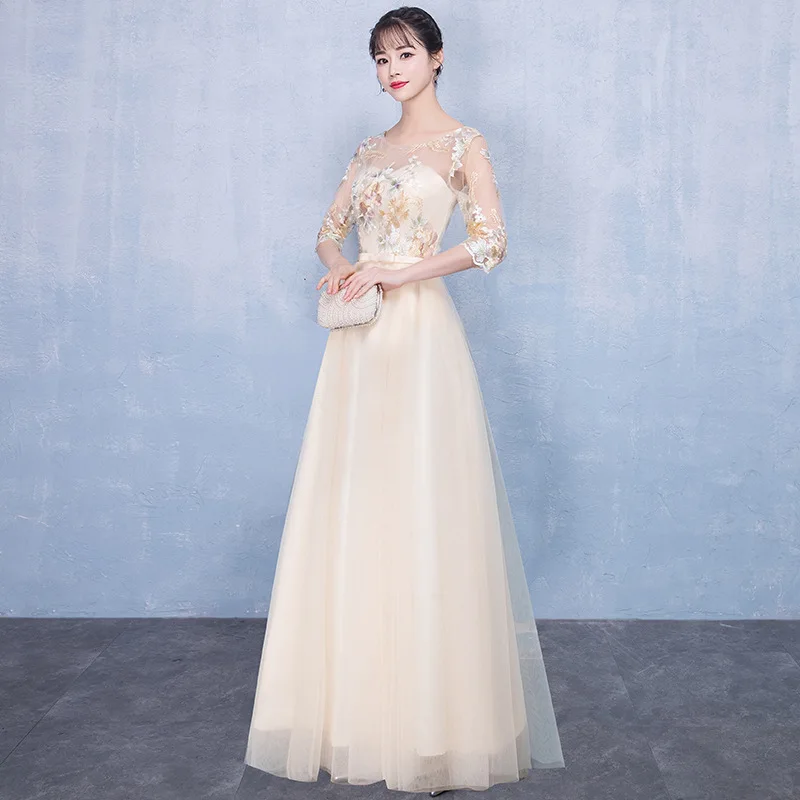 Женское платье в пол для свадебной вечеринки элегантное банкетное длинное Ципао