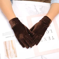 new winter velvet short gloves women fashion party handwear ladies waist luxury golf wear warm mittens female gl0325