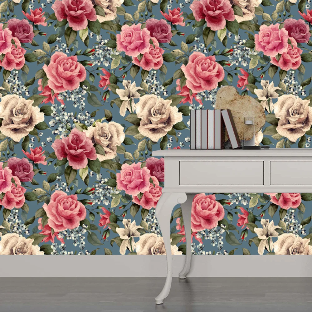 

Bloomy Flowers Plants Background Wallpaper Seamless Waterproof Wallpaper Wall Decal Home Adornment for Home Office Hotel