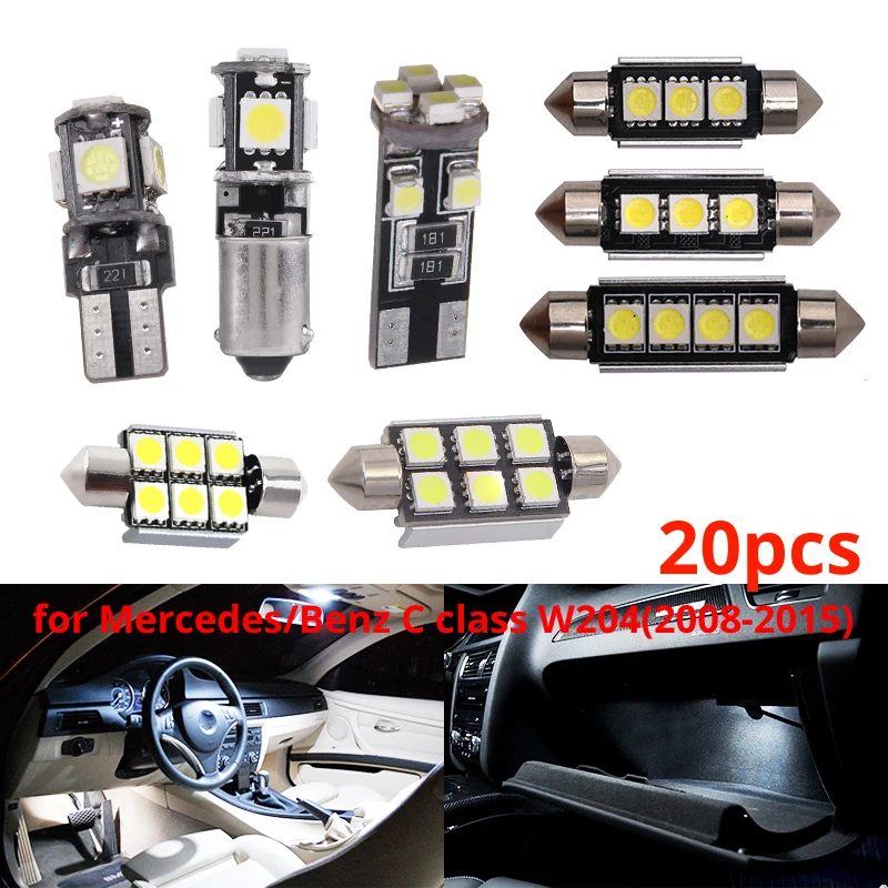 20 шт. белый светодиодный светильник для салона автомобиля без ошибок купольный