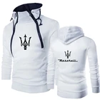 Новый Однотонный мужской пуловер Maserati с логотипом на заказ, на молнии, хлопковая толстовка, тонкая теплая удобная мужская одежда с капюшоном, Топ