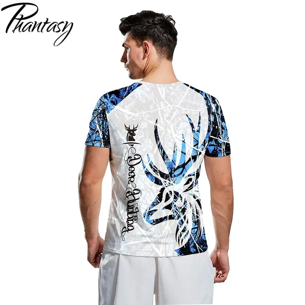 Phantasy Summer Ultra-Thin Quick Dry Men's Outdoor Hunting Elk 3D Printed Camouflage T-Shirt Tee For Male | Мужская одежда