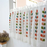 small size short curtains american style embroidery half curtain wear rod dustproof curtain cabinet door curtain tj2083