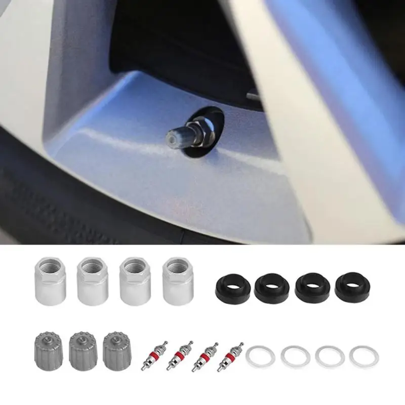 

Car TPMS Service Repair Kit AotuTire Pressure Sensor Rebuild with Nut Valve Cap Gasket Car Styling Accessories 4 Sets