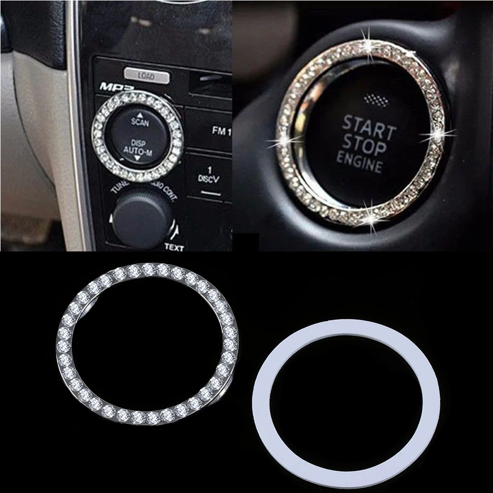 

2020 Automobiles Start Switch Button Decorative Diamond Rhinestone Ring Car SUV Bling Decorative Accessories