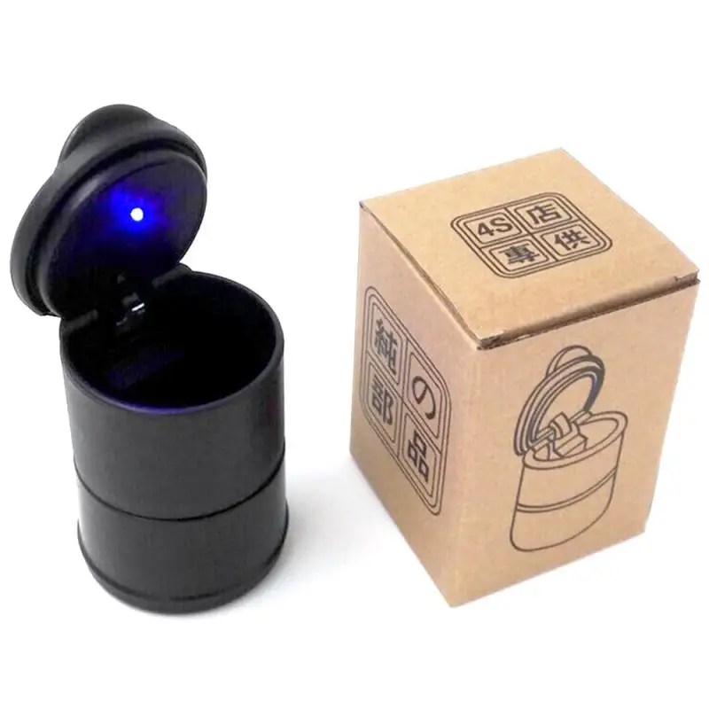 

Car Ashtray LED Alloy Ash Tray Plastic Cup Portable Smokeless Auto Ashtray Flame Retardant Cigarette Holder Box Accessories