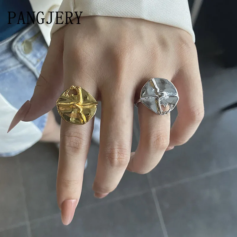 

PANGJERY 925 Sterling Silver Pleat Lotus Leaf Opening Rings for Charm Women Temperament Design Geometric Wedding Jewelry Gifts